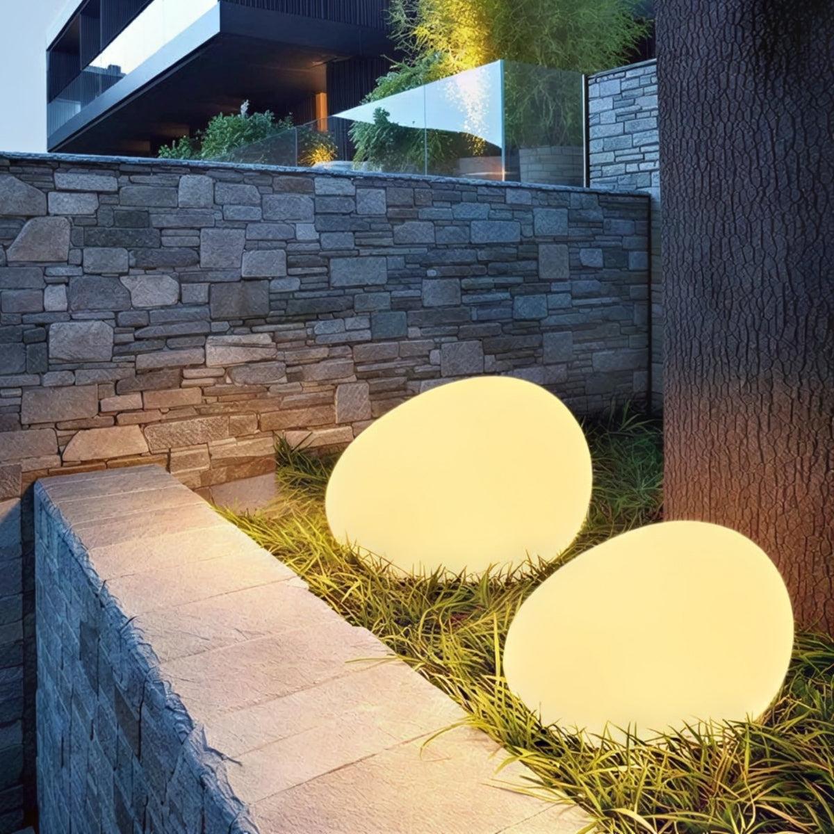 Solar Powered Stone Rock Light For Outdoor Garden Path Landscape Illum