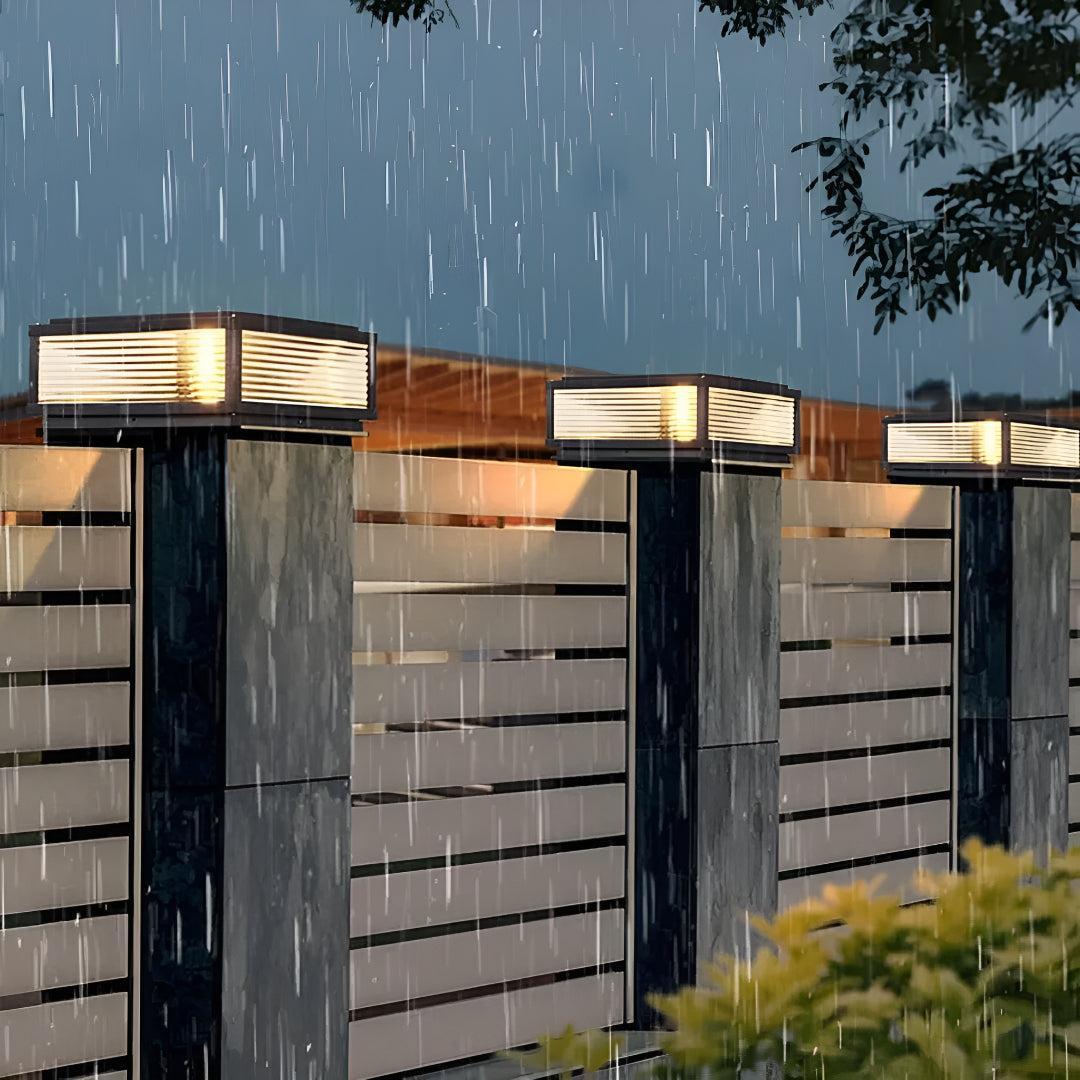 Square Ribbed Glass Outdoor Post Light for Pillar Mount