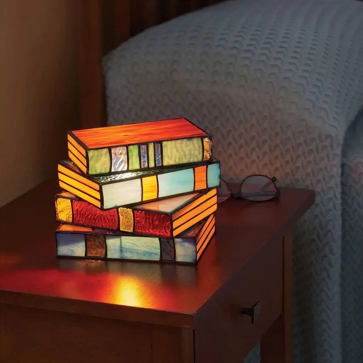 Stained Glass Book Lamp for Nightstand