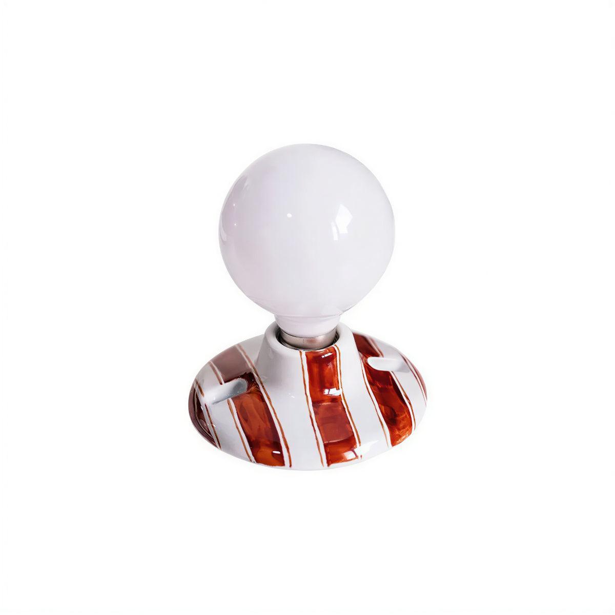 Striped Flush Mount Wall Light With Globe Bulb Design