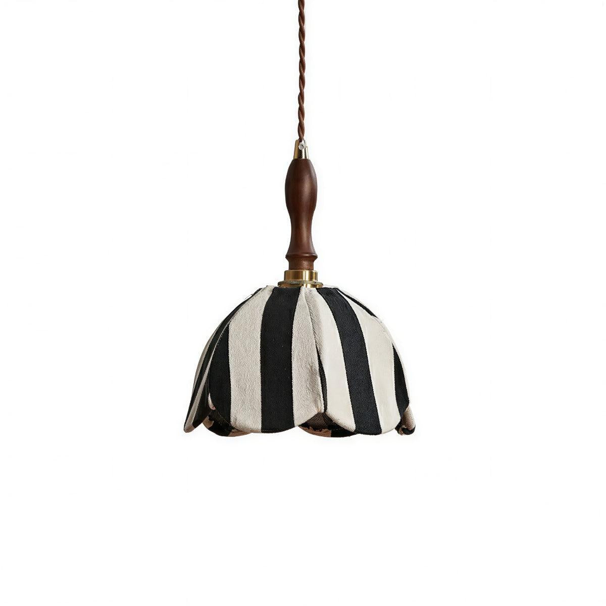 Striped Modern Pendant Light with Tulip Design
