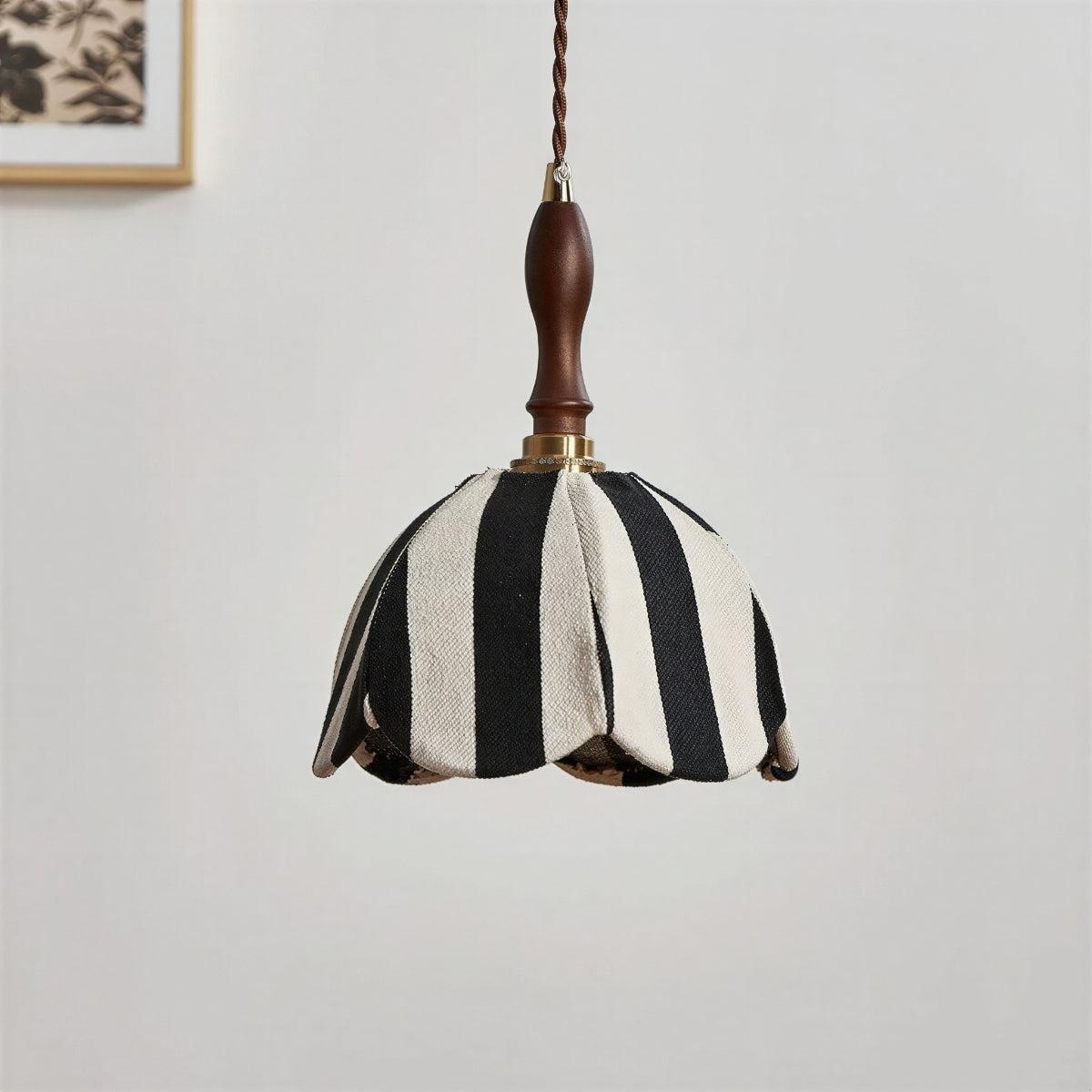 Striped Modern Pendant Light with Tulip Design