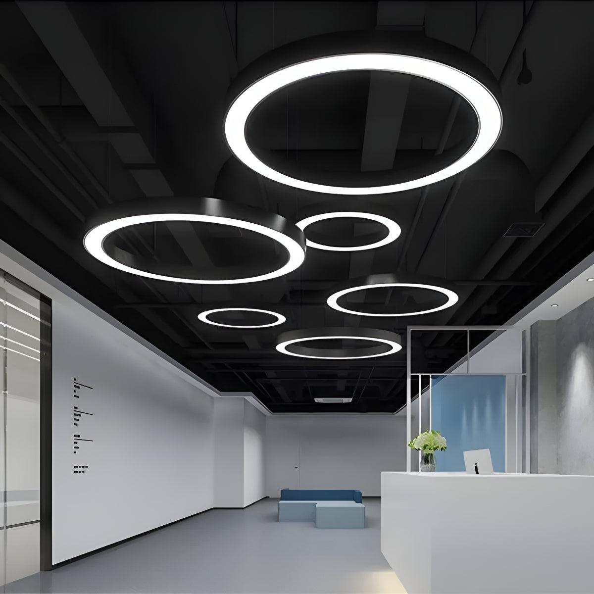Suspended Circular Pendant Light With Round Ring For Office Ceiling