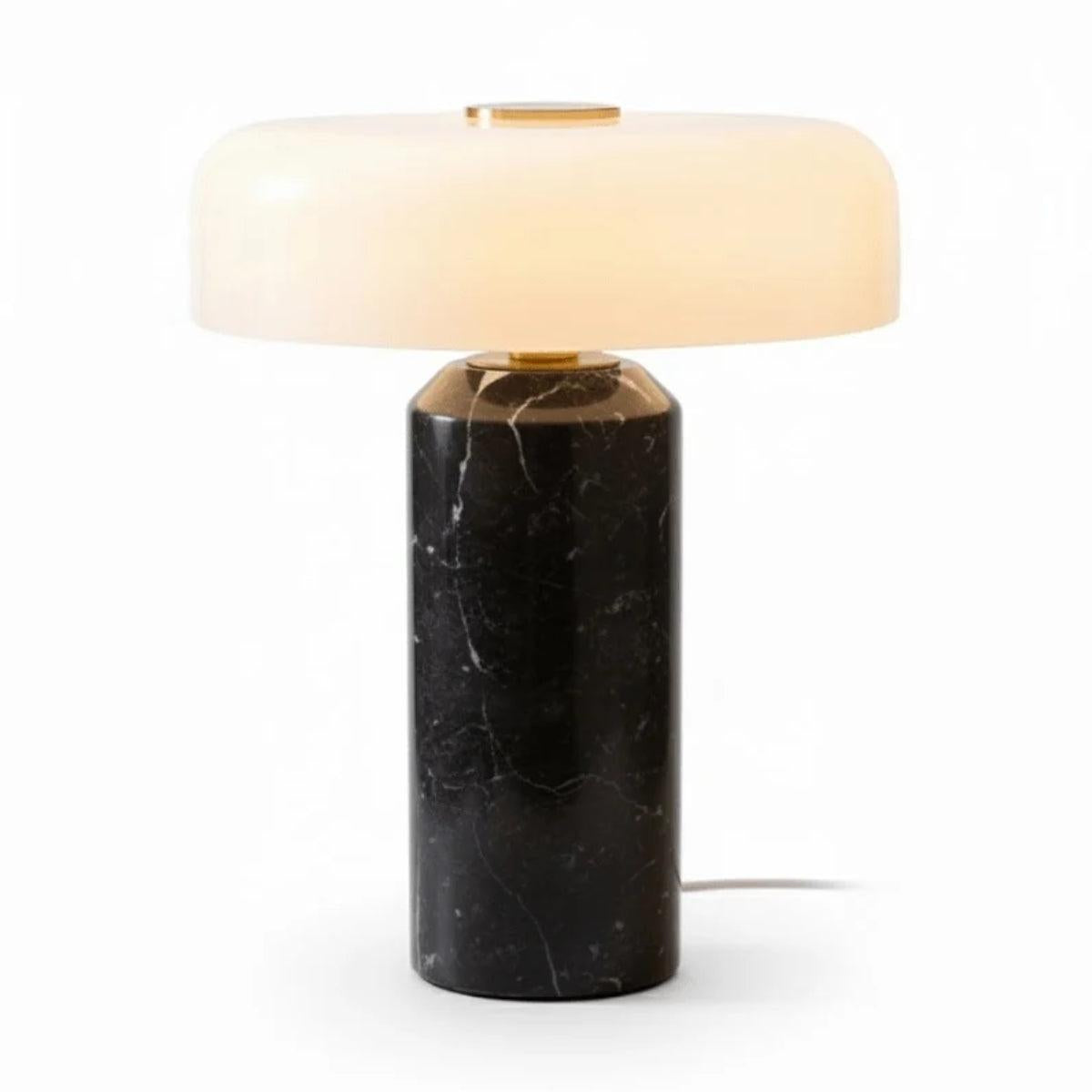 Table Lamp With Opaline Glass Shade And Marble Base