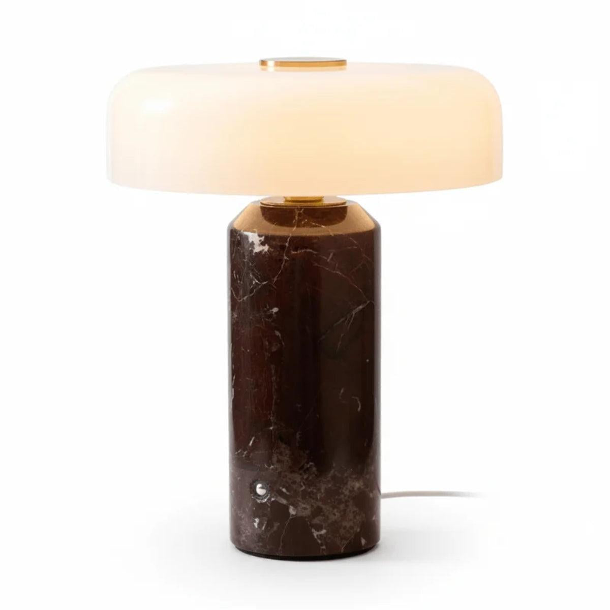 Table Lamp With Opaline Glass Shade And Marble Base