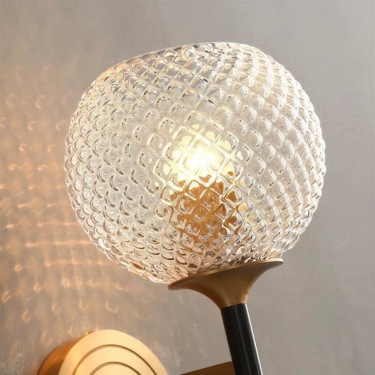Textured Glass Globe Wall Sconce Light