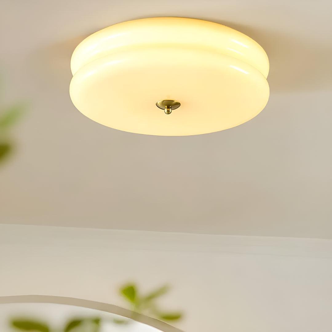 Vintage Art Deco Ceiling Light With Glass Shade
