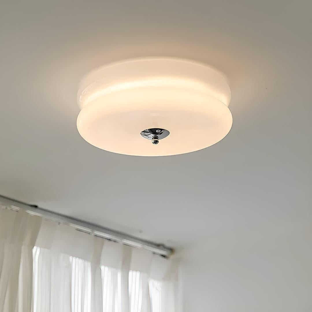 Vintage Art Deco Ceiling Light With Glass Shade