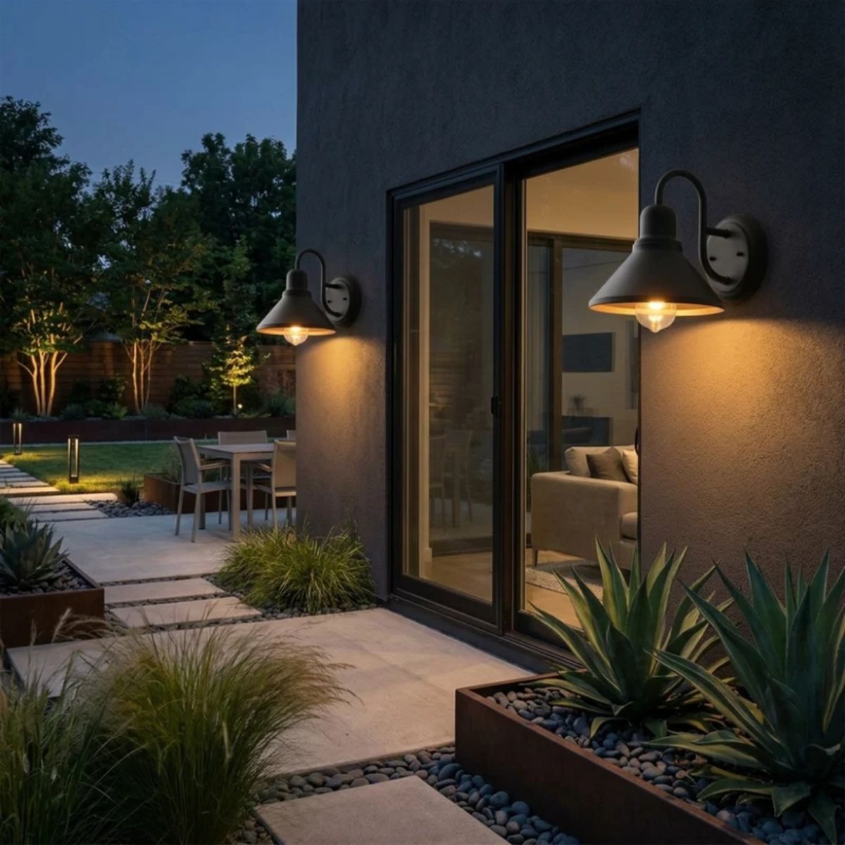 Vintage Outdoor Wall Light With Barn Shade And Gooseneck Design