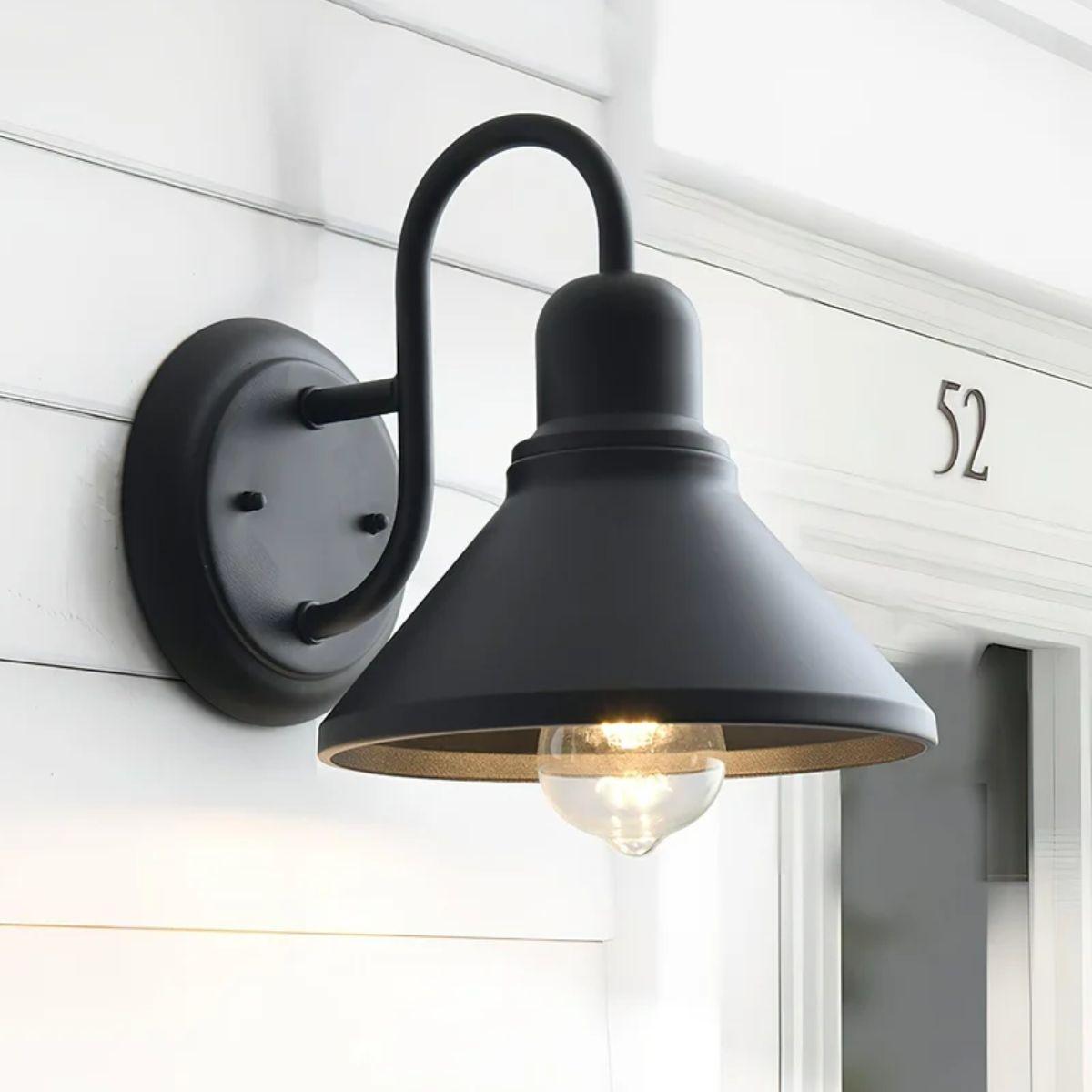 Vintage Outdoor Wall Light With Barn Shade And Gooseneck Design