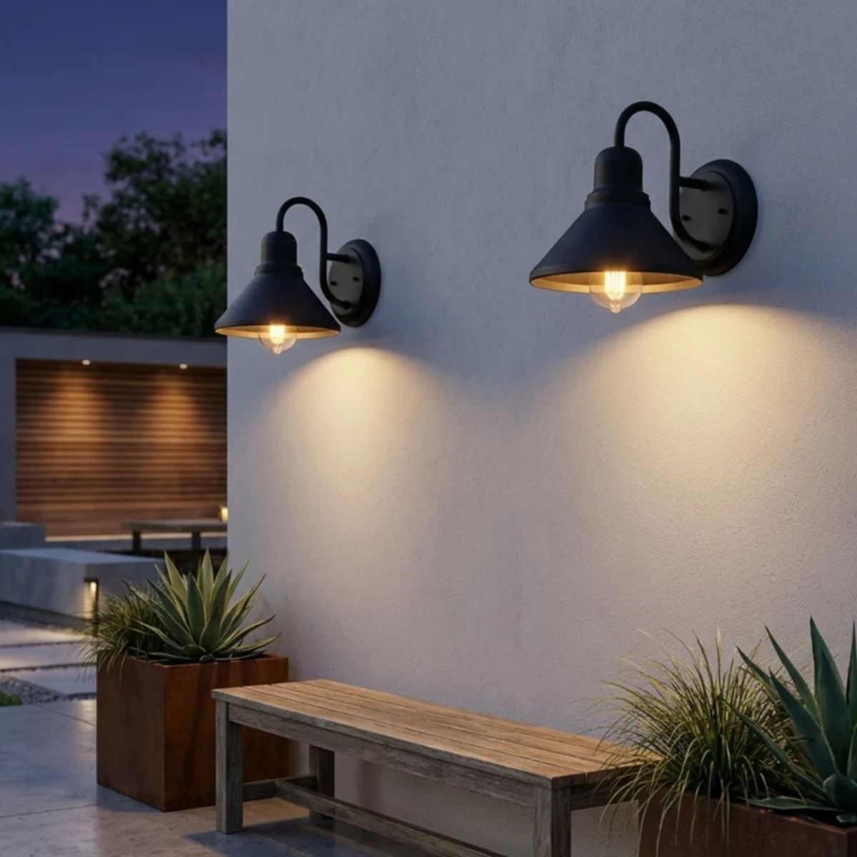 Vintage Outdoor Wall Light With Barn Shade And Gooseneck Design