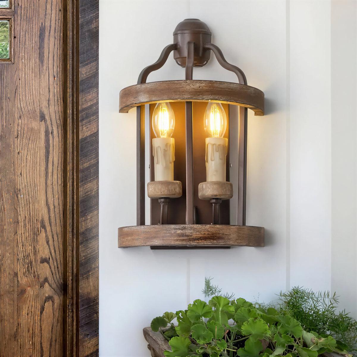 Vintage Wall Sconce Light with Lantern Candle