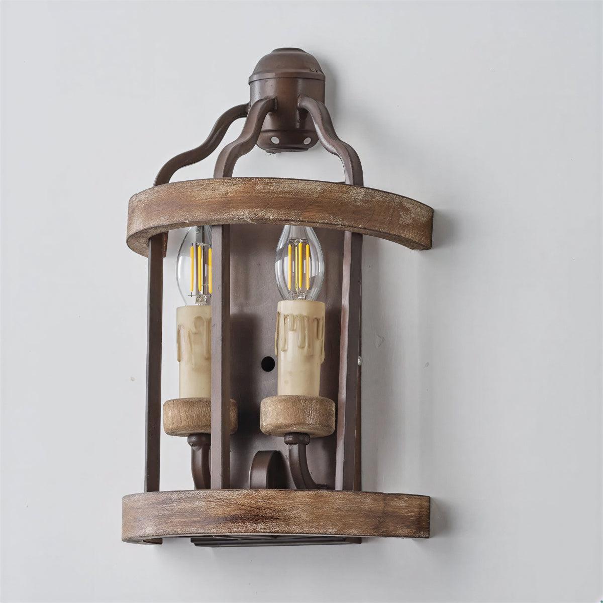 Vintage Wall Sconce Light with Lantern Candle