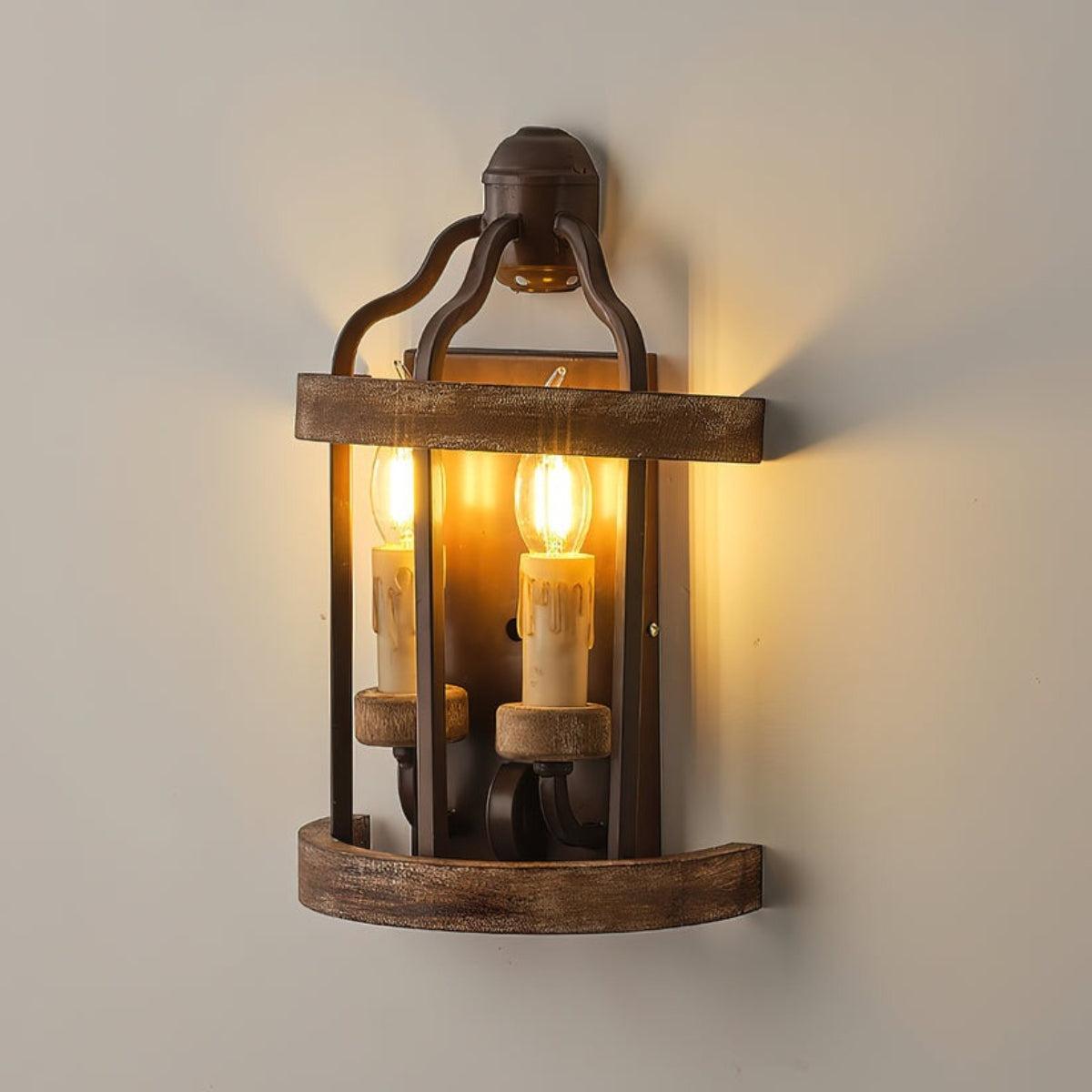 Vintage Wall Sconce Light with Lantern Candle