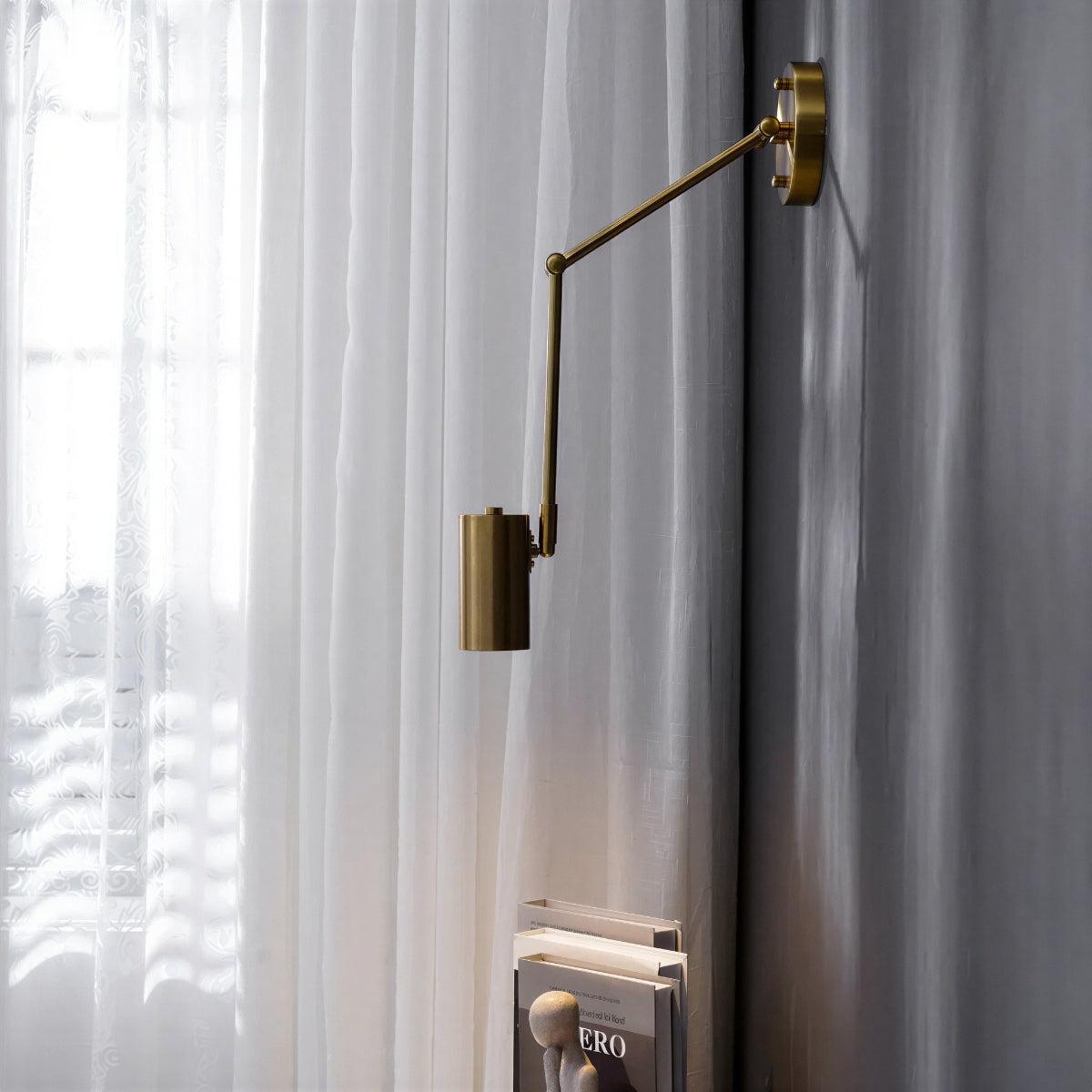 Wall Light Sconce With Adjustable Swing Arm For Reading