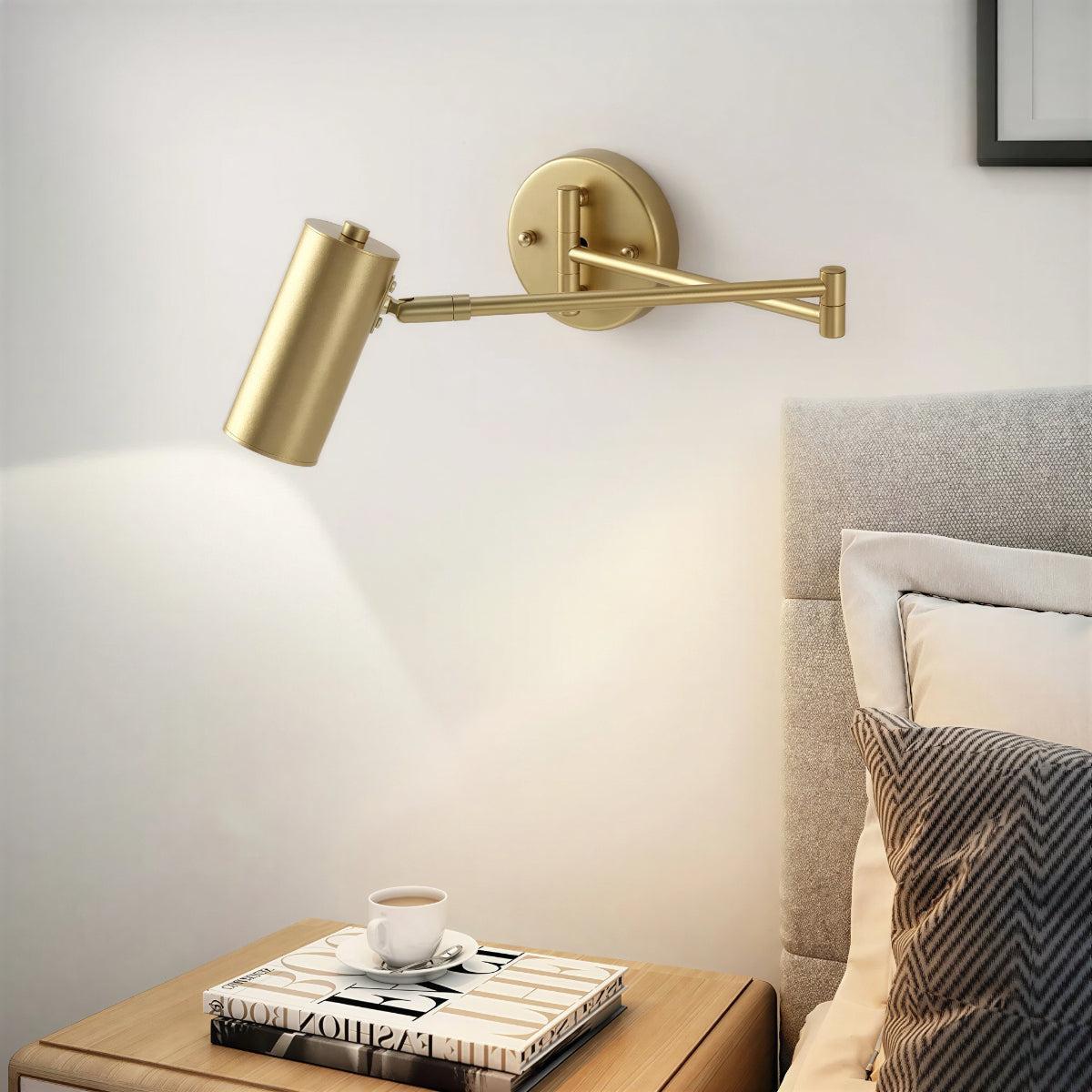 Wall Light Sconce With Adjustable Swing Arm For Reading