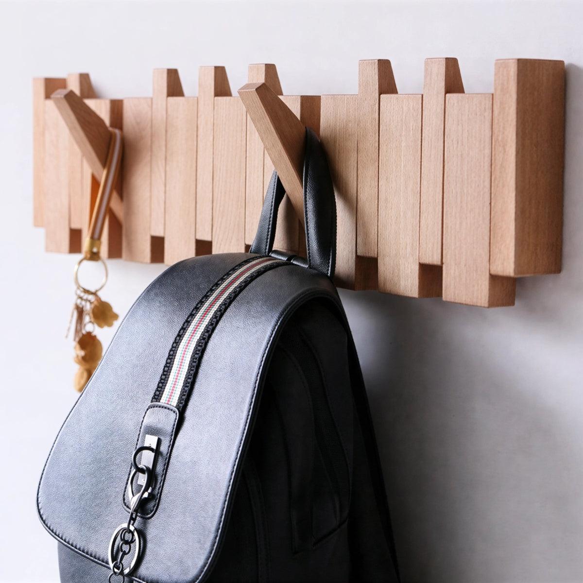 Wall Mounted Coat Rack For Entryway With Piano Style Hooks
