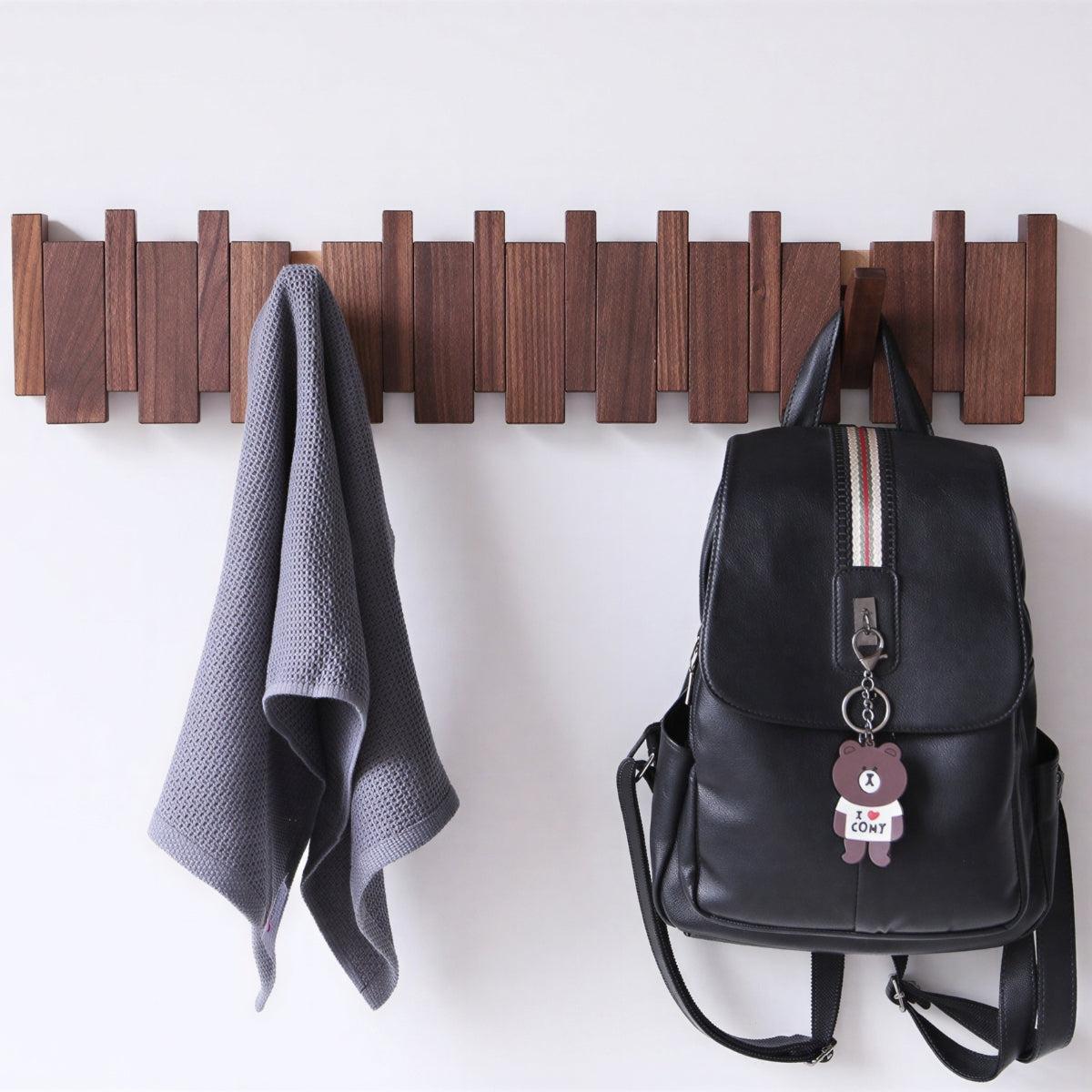 Wall Mounted Coat Rack For Entryway With Piano Style Hooks