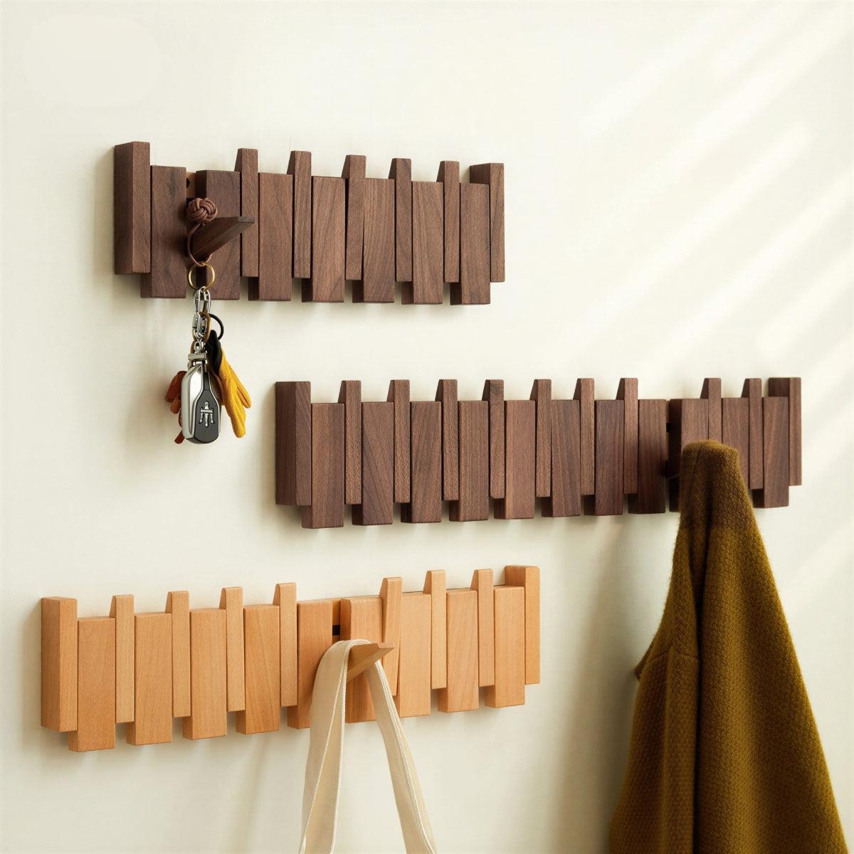 Wall Mounted Coat Rack For Entryway With Piano Style Hooks