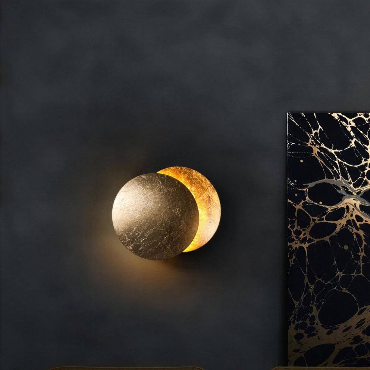 Wall Sconce Light With Adjustable Rotating Solar Eclipse Reflection Effect