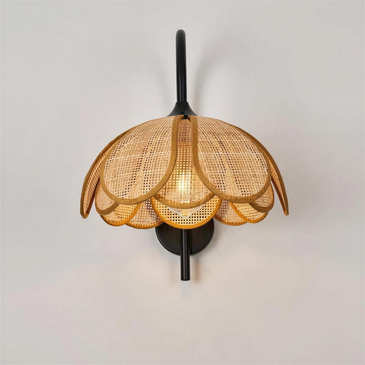 Wall Sconce Light with Bloom Rattan Design