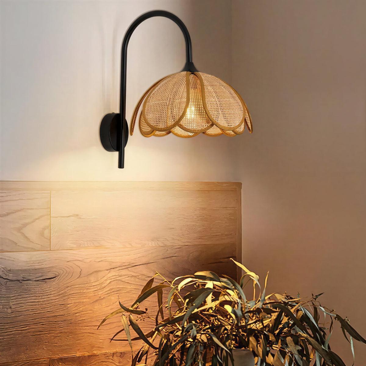 Wall Sconce Light with Bloom Rattan Design