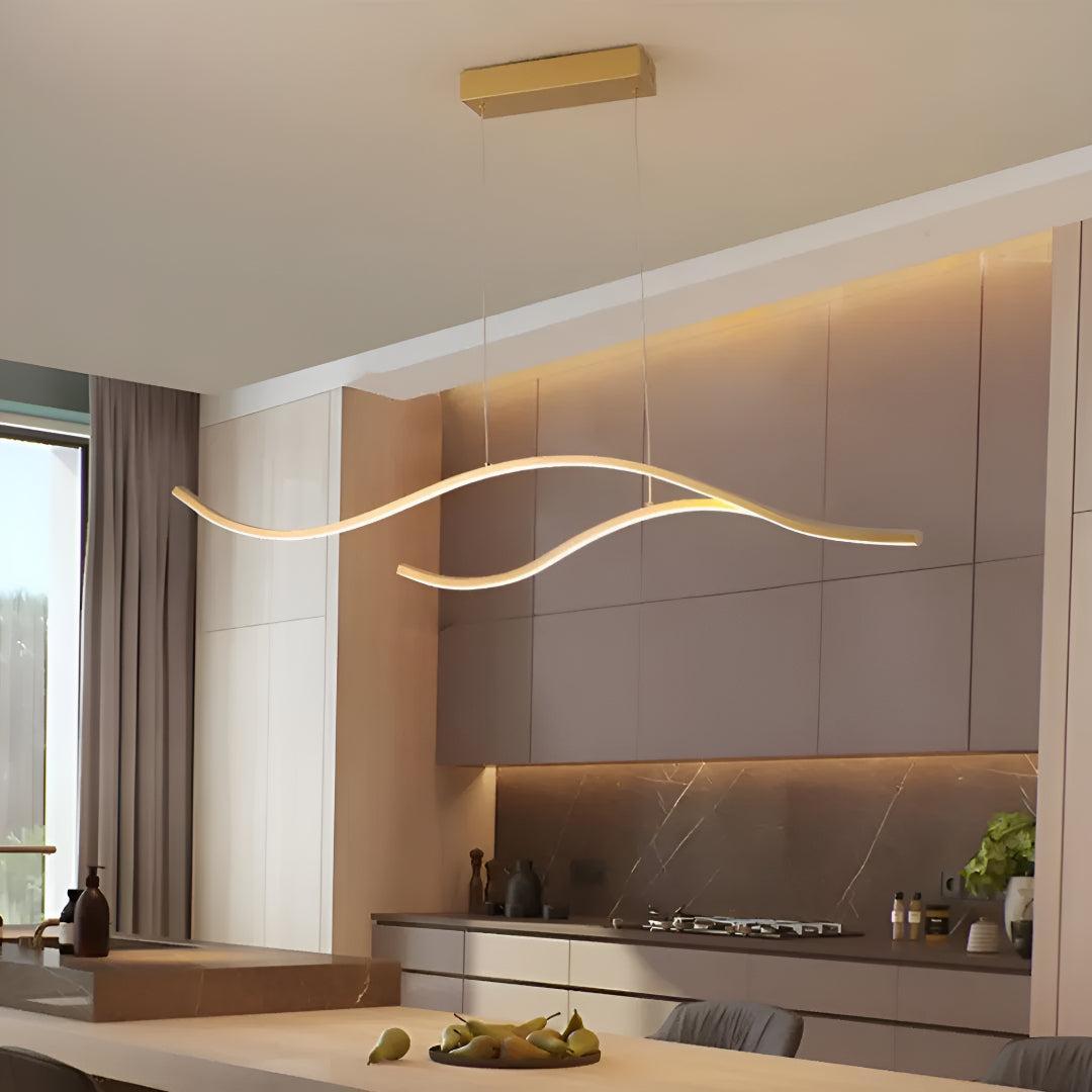Wave Styled Dining Room LED Linear Pendant Light