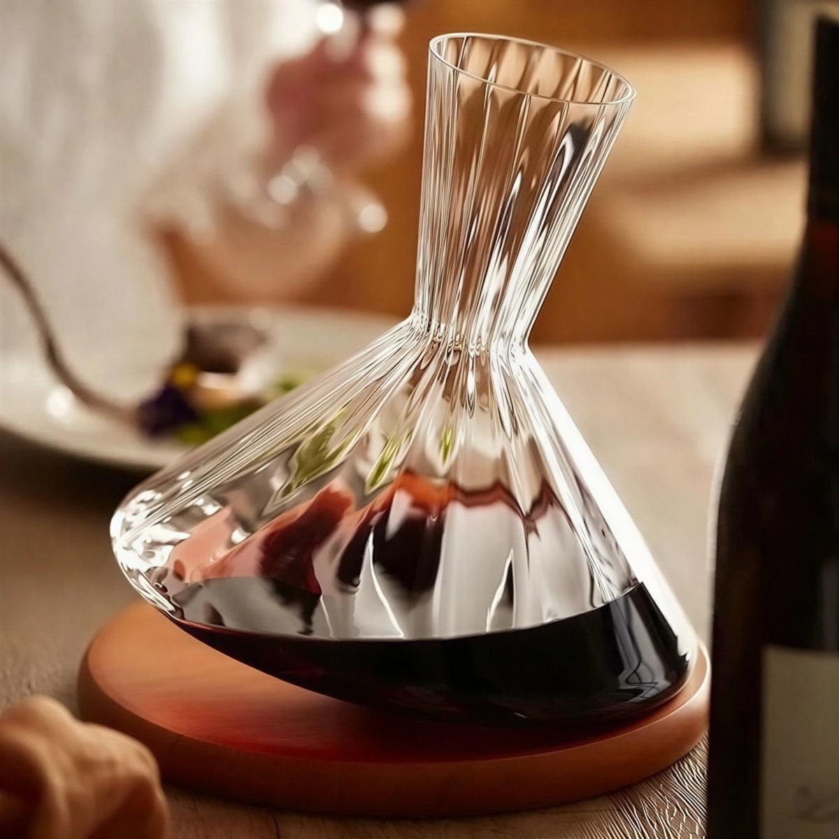 Wine Aerator Decanter Carafe With Rotating Base And Crystal Glass